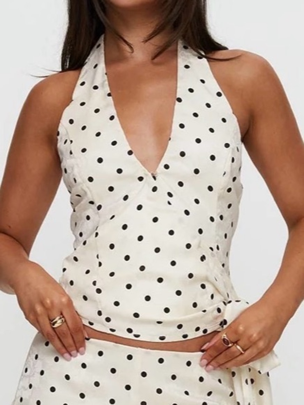 Princess Polly Beffanie Halter Polka Dot Top